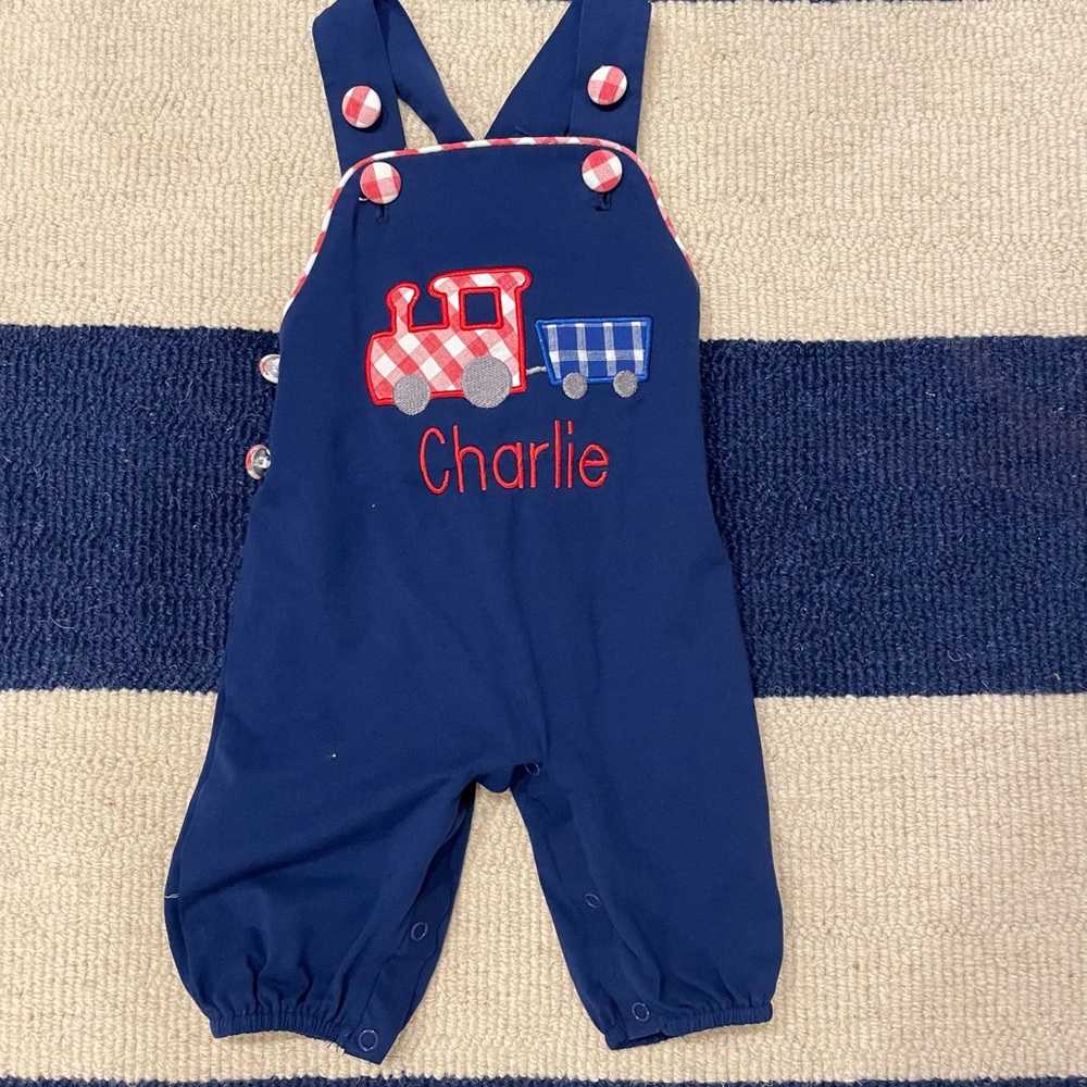 Smocking Bird Monogrammed overalls